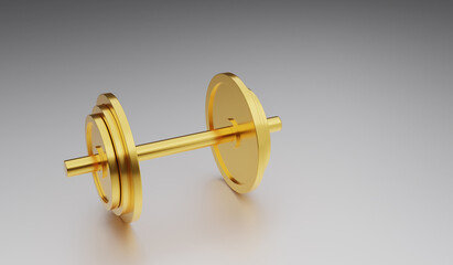 Fototapeta premium Golden rich dumbbells - because money is power. 3D render