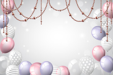 Delicate background with balloons and beads.