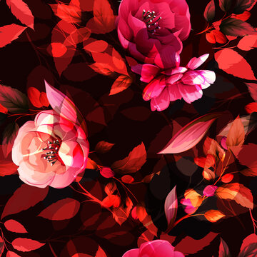 Free Vector  Watercolor red flowers frame background