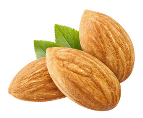 Obraz na płótnie Canvas Close-up of almonds, isolated on white background