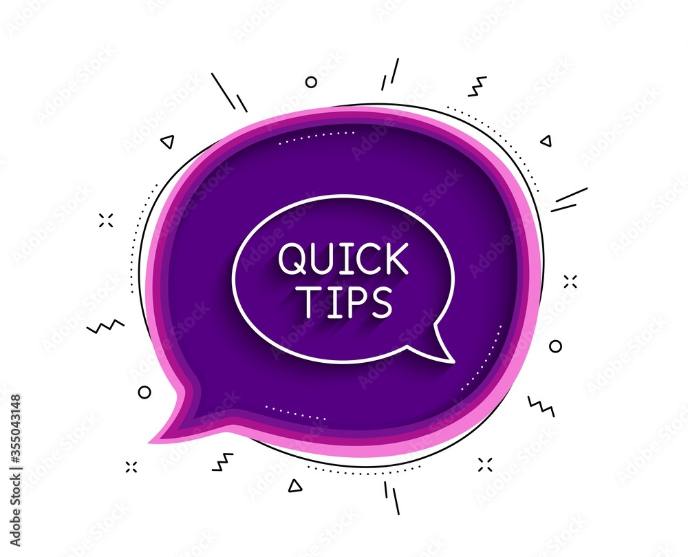 Poster quick tips line icon. chat bubble with shadow. helpful tricks speech bubble sign. thin line quicksta