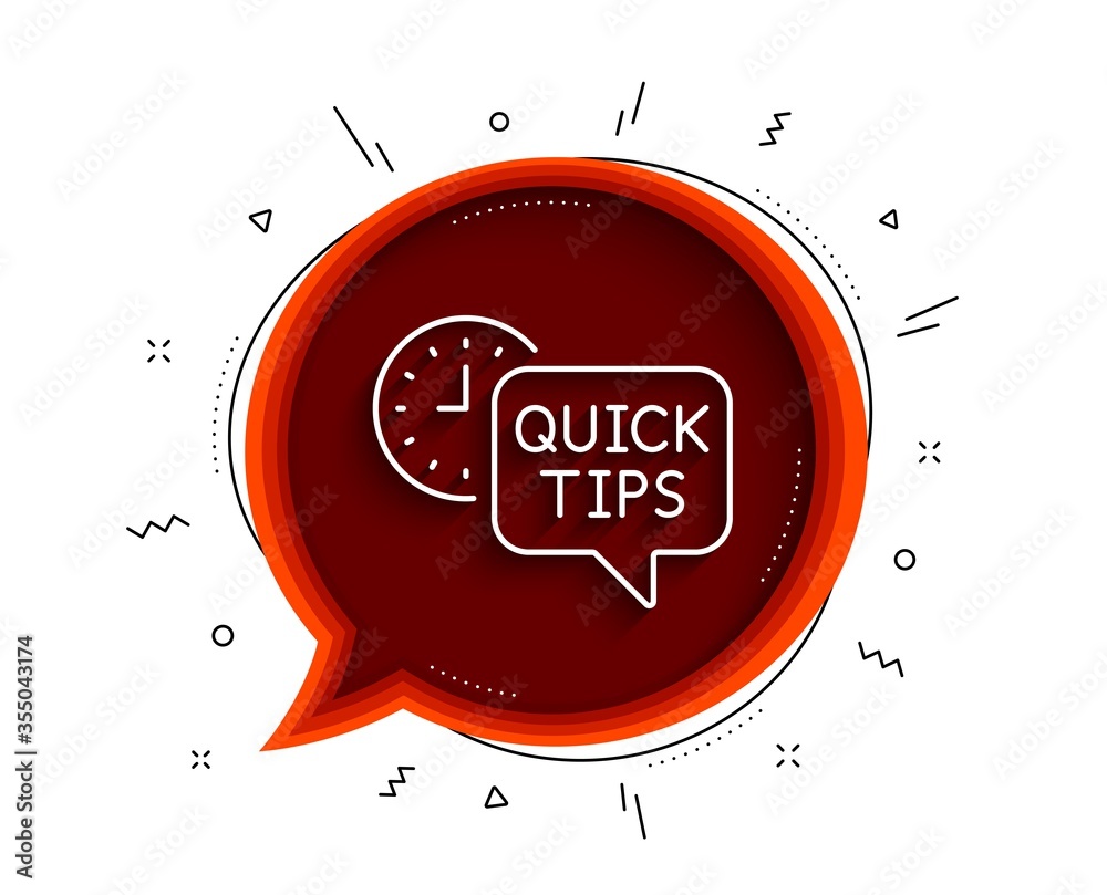Poster quick tips line icon. chat bubble with shadow. helpful tricks sign. tutorials symbol. thin line quic