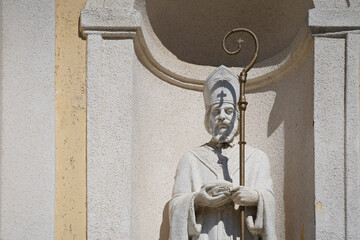 Statue of St. Nicholas on the facade of a church