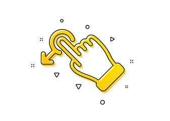 Slide arrow sign. Drag drop gesture icon. Swipe action symbol. Yellow circles pattern. Classic drag drop icon. Geometric elements. Vector