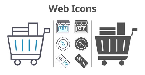 web icons icon set included shop, shopping cart, discount icons