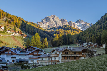 Fototapeta na wymiar View at Dolomites mountains from Val Gardena in Italy