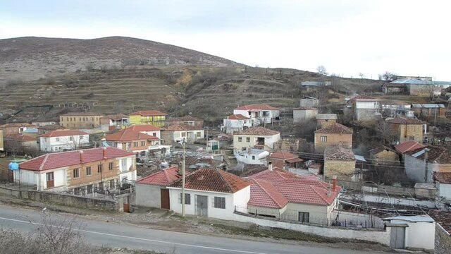 Kapshtice, Kor&ccedil;&euml;. Village in south Albania. The village lies near the border crossing with Greece. Old houses.