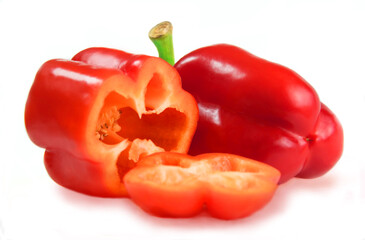 Two bell peppers on a white isolated background