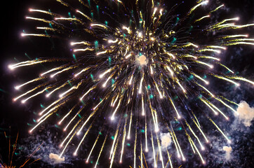 Fireworks close-up. New Year celebration. 