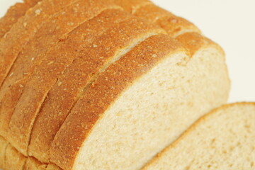 rebanadas de pan de molde juntas, pan tierno, pan fresco,  