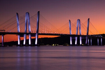 Tarrytown, NY / United States - Sept. 19, 2019: A sunset view of the Tappan Zee Bridge