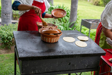 Hand made tortilla catering making