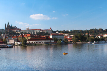 Fototapeta na wymiar View river, old town of Prague Czech Republic Europe