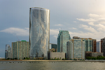 Jersey City, NJ / United States - July 2, 2019: a view of Newport , a neighborhood  of Jersey City on the Hudson River