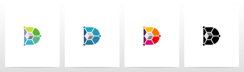 Cube With Nodes On Letter Logo Design D