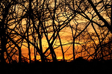 sunset with sky in autumn afternoons