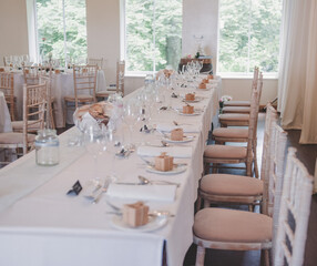 Table decor at wedding with favours