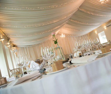 Table decor at wedding with favours