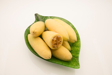 Exotic tropical fruit called curuba (Passiflora tripartita)