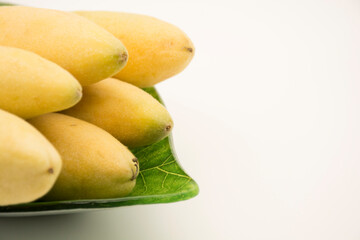 Exotic tropical fruit called curuba (Passiflora tripartita)