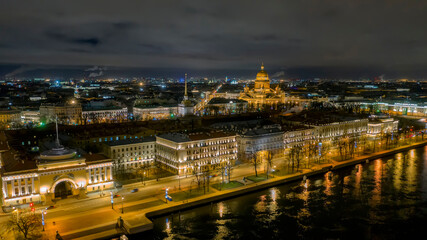 Fototapeta premium Aerial view of Admiralty Embankment, St Petersburg, Russia