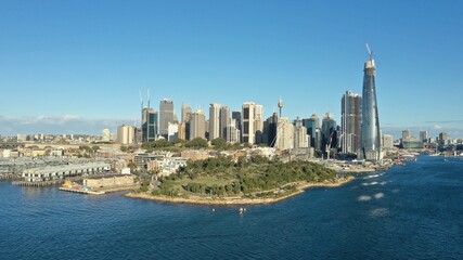 Drone photograph collection of Sydney's CBD and surrounds taken from over the harbour.