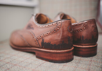 Brown leather mens brogues for groom