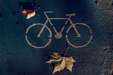 bicycle drawing on the bike path