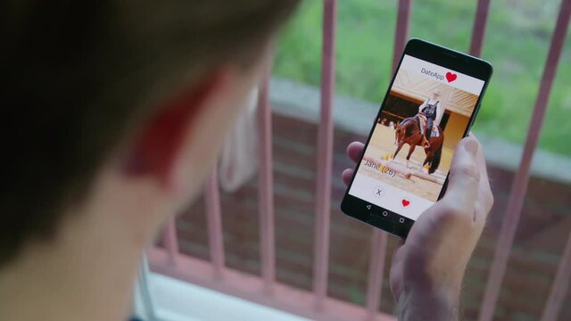 Person swipe left on dating app not liking female matches 4K