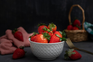 fresh strawberries in a basket