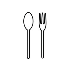 vector illustration spoon and fork kitchen equipment image vector icon flat logo. Outline icon isolated on white background.
