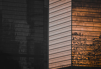 Hong Kong Business Building Closed up; Black and Golden color
