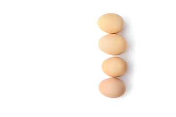 resh farm eggs isolated on white