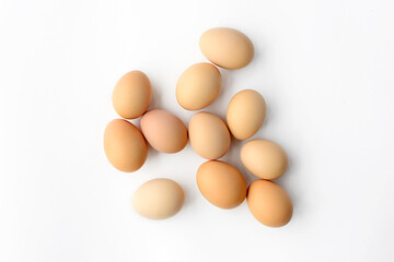 resh farm eggs isolated on white