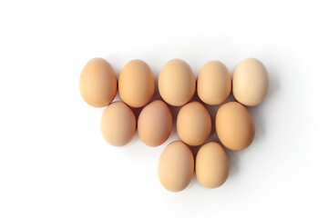 resh farm eggs isolated on white