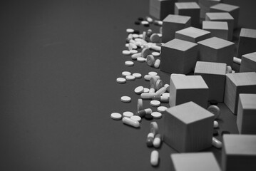 abstract black and white cubes background