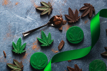 CBD and THC infused cannabis chocolate edibles for medical use. Tasty cannabis made with marijuana butter.