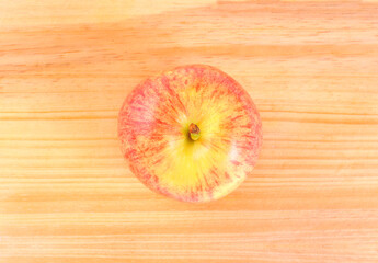 Top view of apple royal gala fruit  on wooden table.