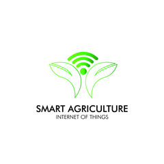 Fototapeta premium smart agriculture logo icon for startup farming company with internet of things database technology