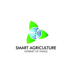 smart agriculture logo icon for startup farming company with internet of things database technology