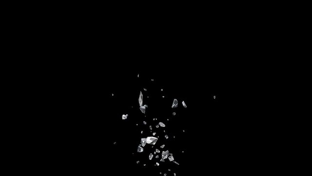Glass Breaked with shatter and debris include black and white alpha matte. Footage element for film ads and movie.Easy to use just drop on your footage