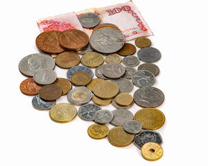 coins on white background