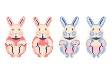 Сute flat bunny rabbit Vector stock illustration easter for animation and festive