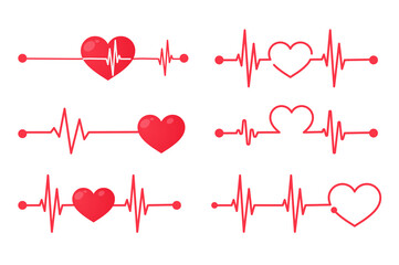 Red heart rate graph When exercising. Concept of saving the patient's life. isolate on white background.