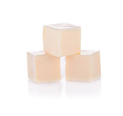 Cheese cubes isolated on white background