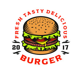 Burger vintage label illustration