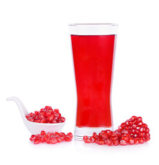 Pomegranate juice isolate on white background.