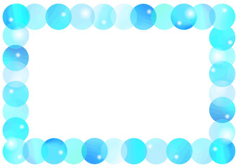 水彩　青　丸　フレーム　water color blue ciecle frame