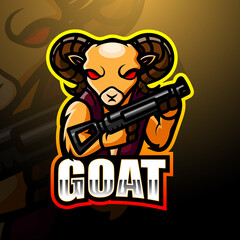 Goat gunner mascot esport logo design