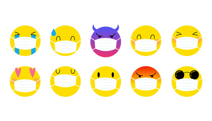 Emoticon wearing Medical Masks